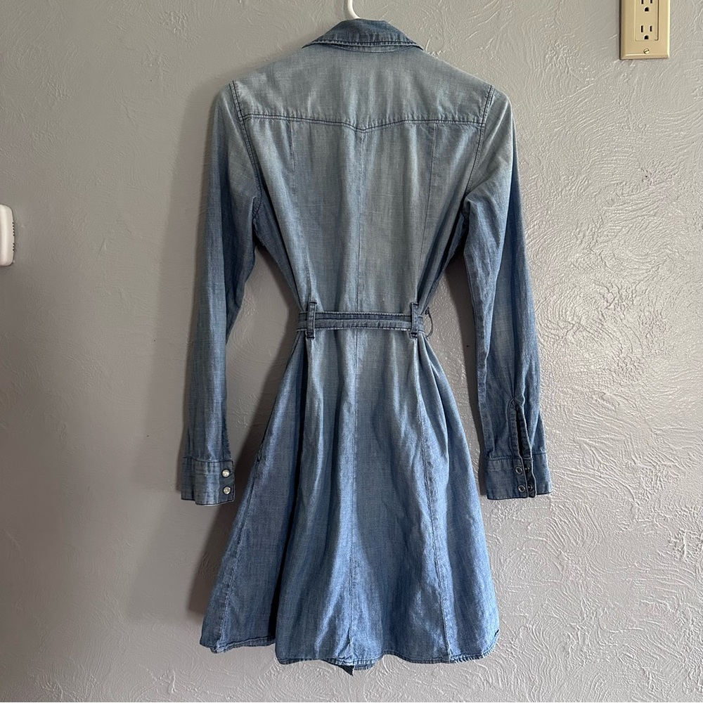Gap 1969 Denim Shirt Dress Belted Snap Front Pockets | Size Medium - Picture 5 of 9